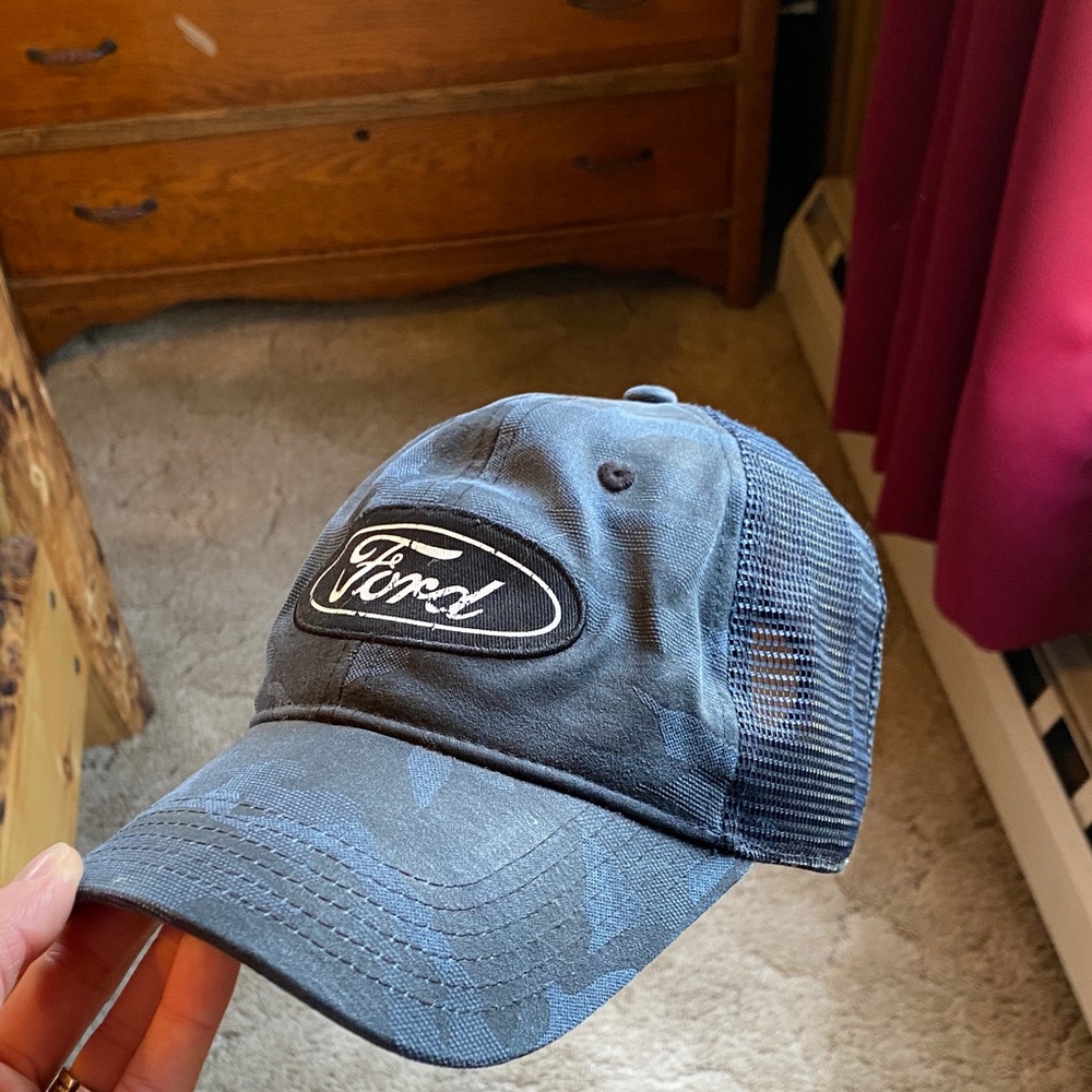 Ford Blue Camo Mesh Trucker Cap